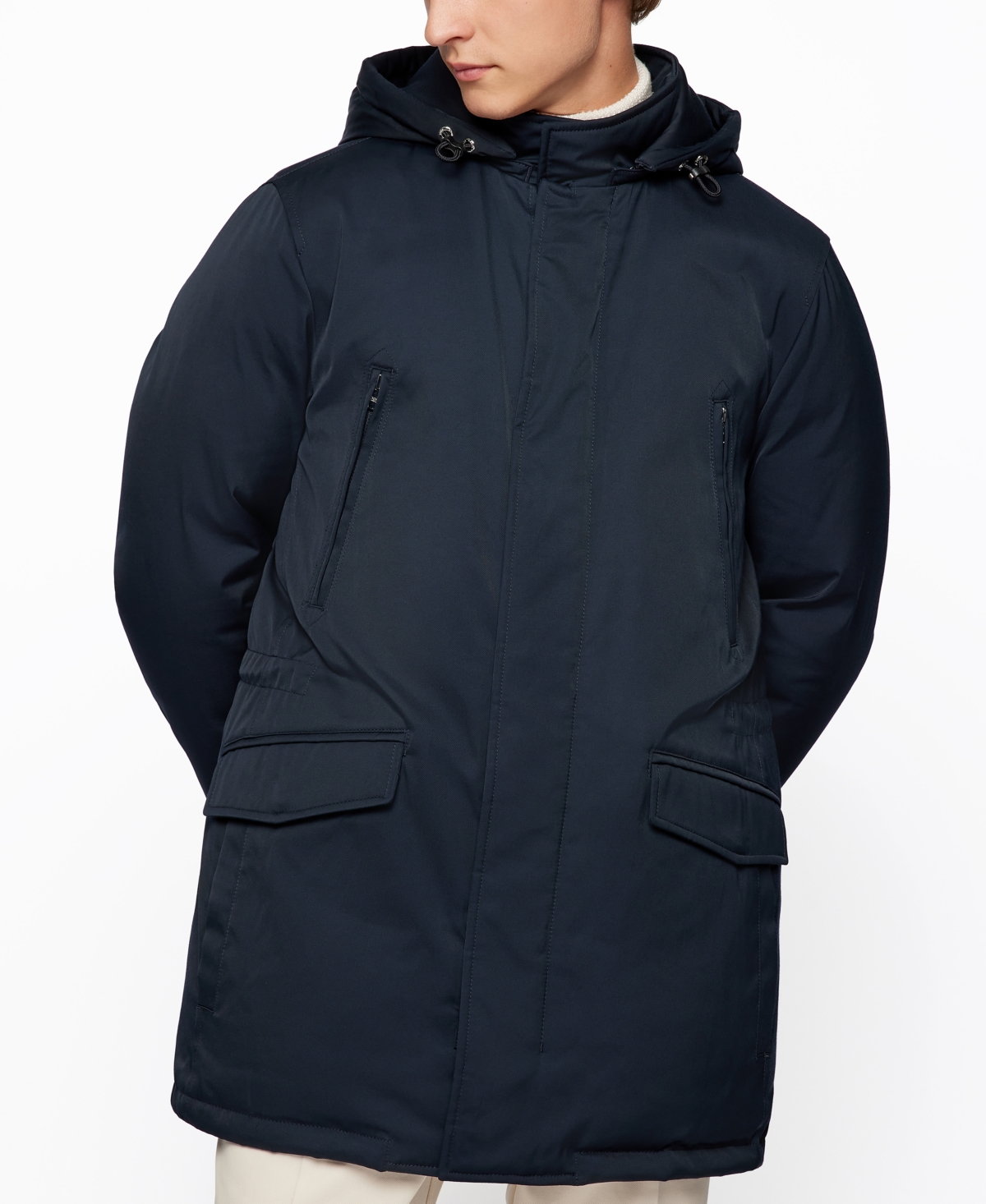 Hugo Boss Boss By  Men's Hooded Down Water-repellent Jacket In Dark Blue