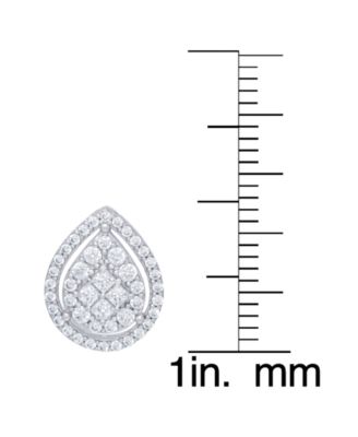 Cubic Zirconia Pear Halo Earrings in Fine Gold Plate or Fine Silver Plate