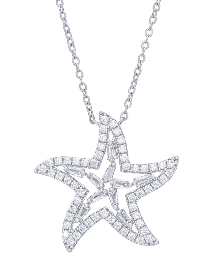 Macy s Cubic Zirconia Star Necklace in Fine Silver Plate Macy s