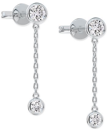 De Beers Forevermark - Diamond Bezel Chain Drop Earrings (3/8 ct. t.w.) in 14k White Gold