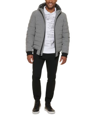 dkny men's quilted hooded bomber jacket