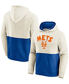Men's Oatmeal and Royal New York Mets Vintage-Like Arch Pullover Hoodie