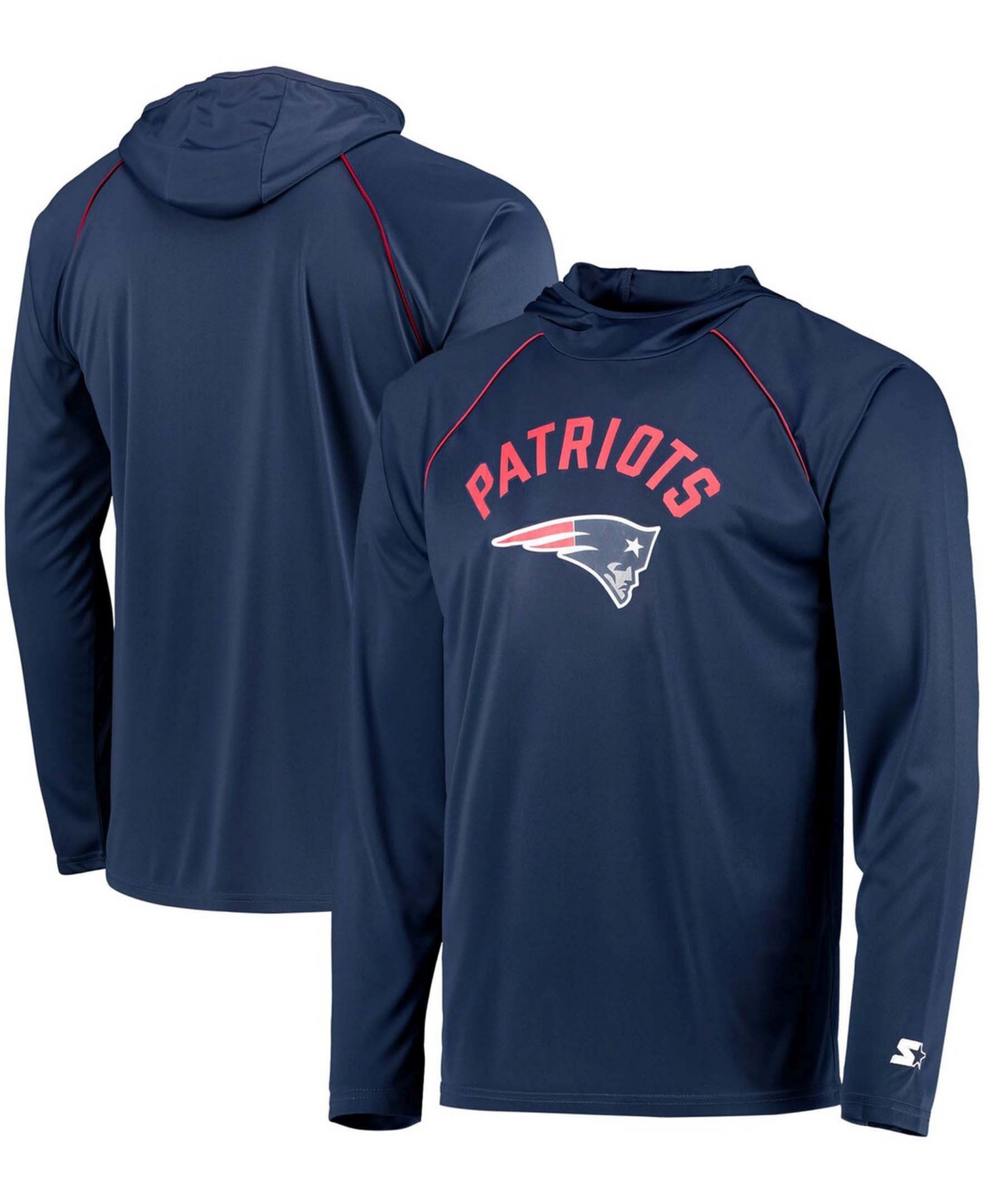 Men's Navy New England Patriots Raglan Long Sleeve Hoodie T-shirt - Navy
