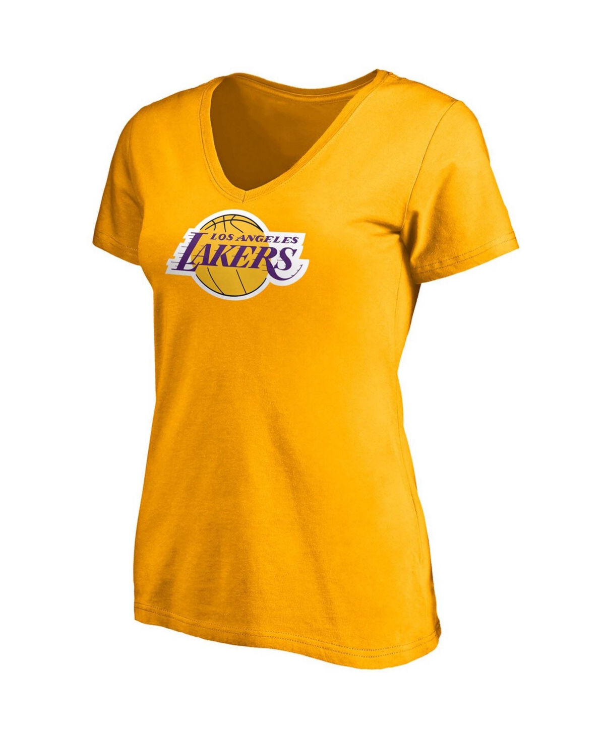 Women's LeBron JamesLos Angeles Lakers Logo Playmaker Name Number V-Neck T-shirt - Gold