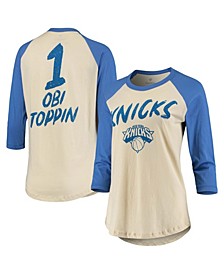Women's Obi Toppin Cream New York Knicks NBA 3/4 Sleeve Raglan T-shirt