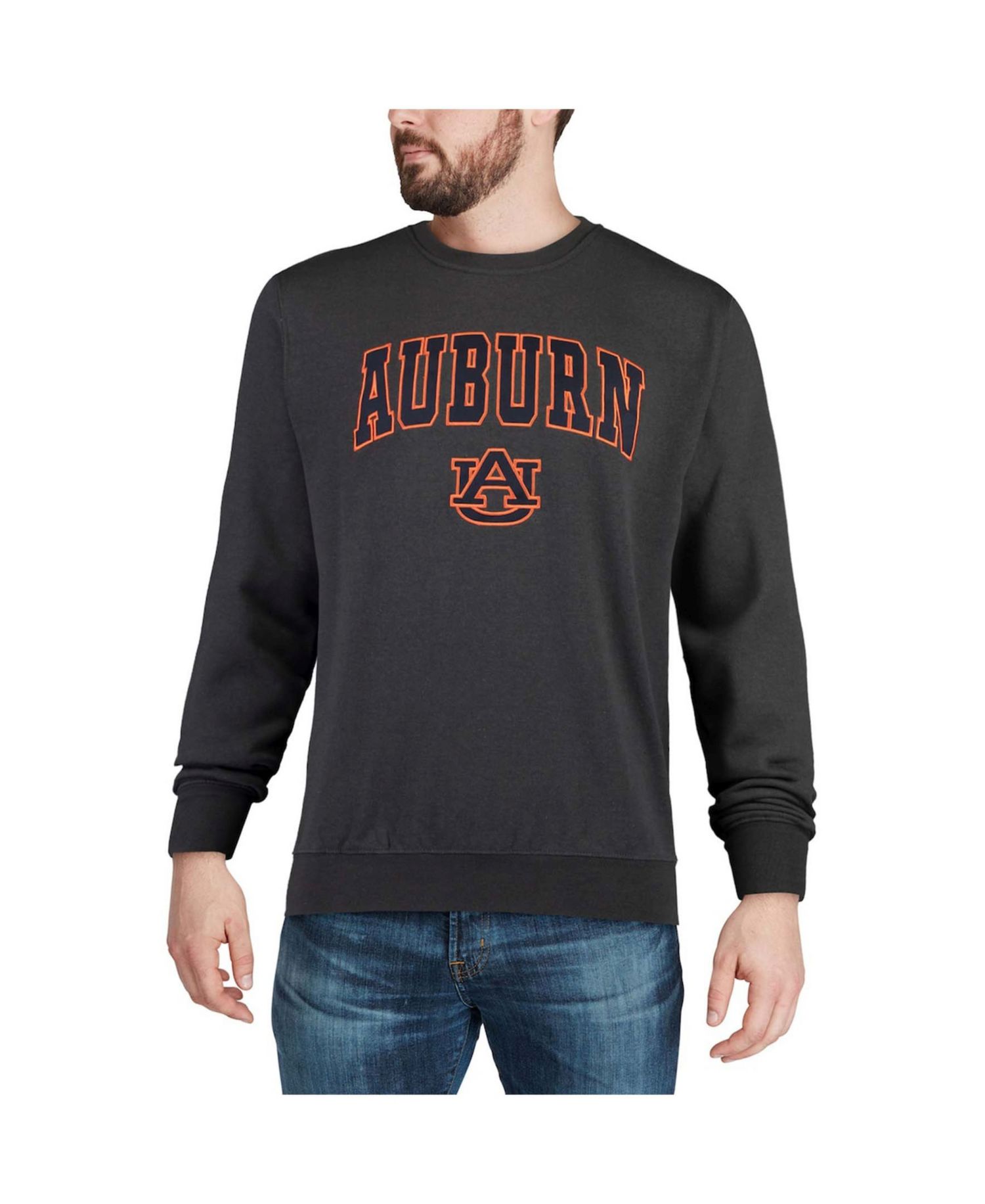Men's Auburn Tigers Arch and Logo Crew Neck Sweatshirt