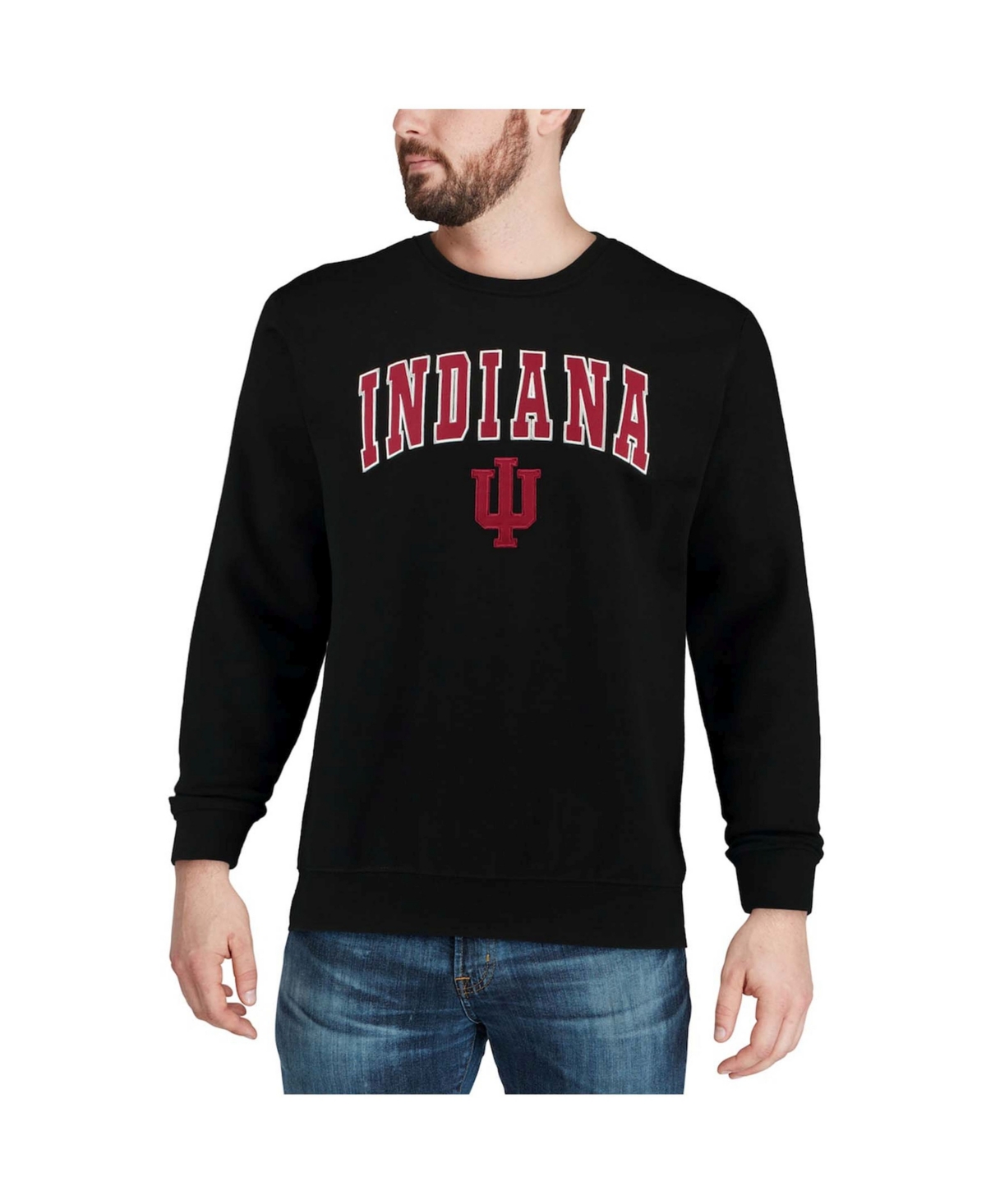 Colosseum Men's White Indiana Hoosiers Arch Logo Crew Neck Sweatshirt In White
