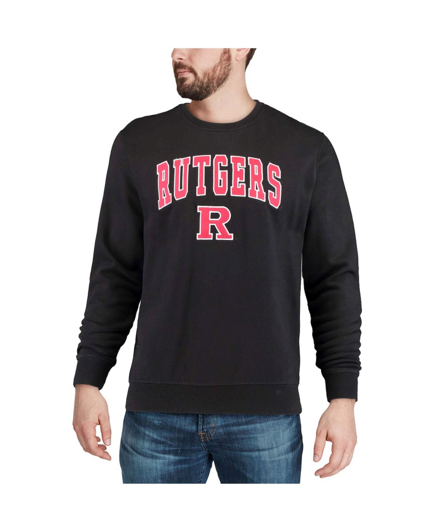 Men's Rutgers Scarlet Knights Arch and Logo Crew Neck Sweatshirt