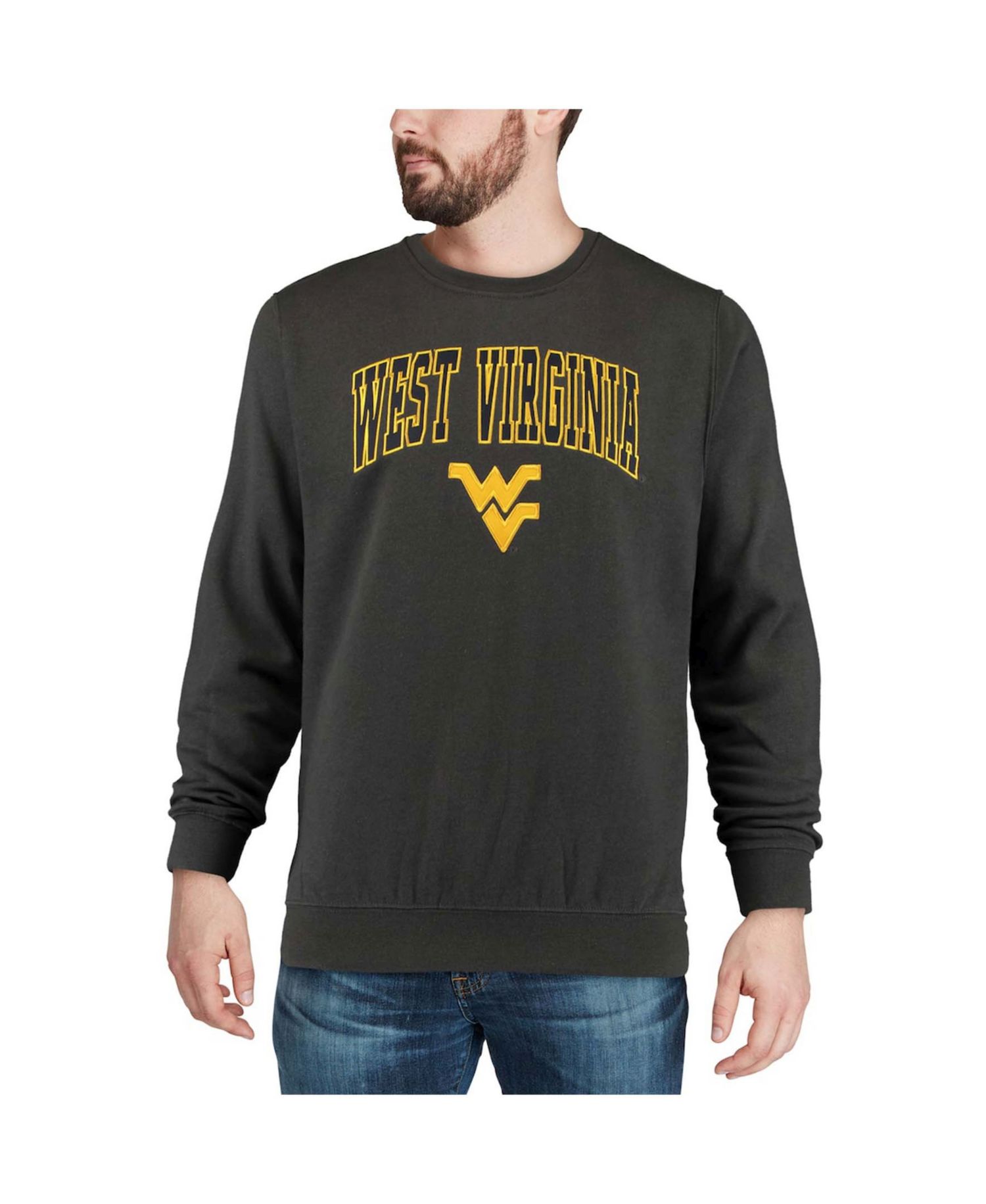 Men's West Virginia Mountaineers Arch and Logo Crew Neck Sweatshirt