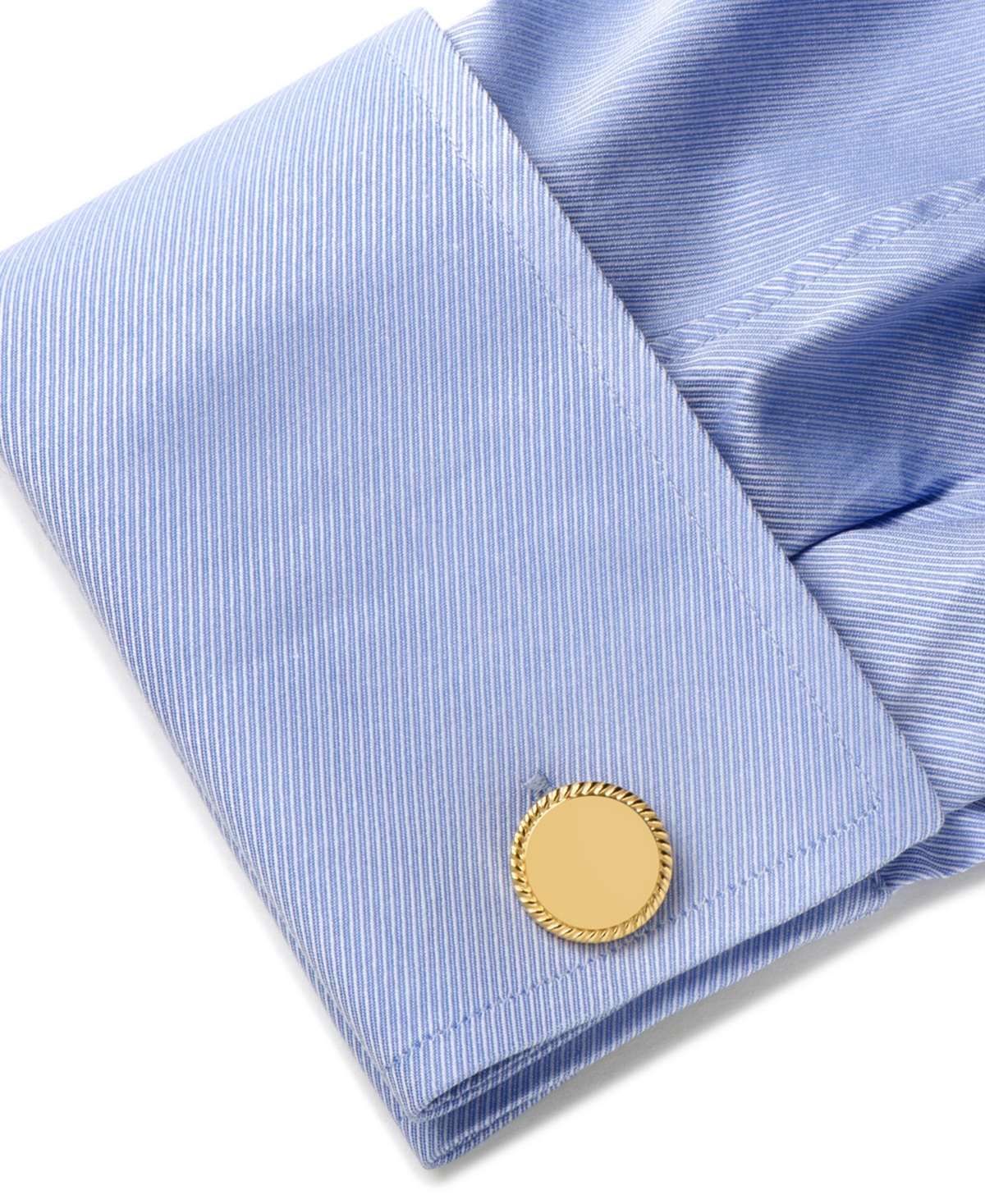 Cufflinks Inc. Ox and Bull Trading Co. Rope Border Round Engravable Cufflinks - Gold-Tone