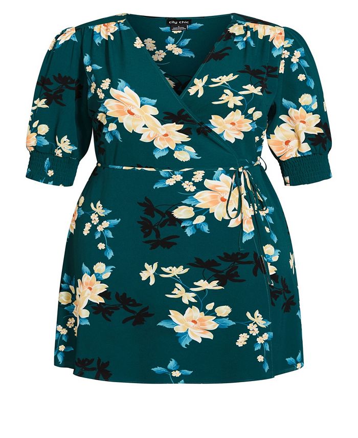 City Chic Trendy Plus Size Otsu Floral Wrap Dress Macy's