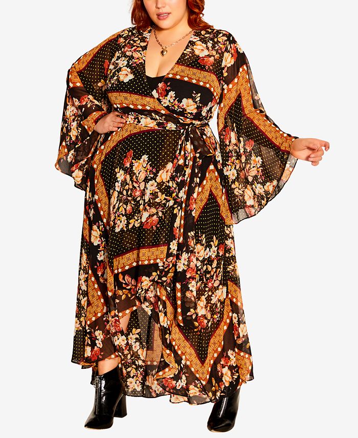 City Chic Trendy Plus Size Falling Floral Maxi Dress Macy's