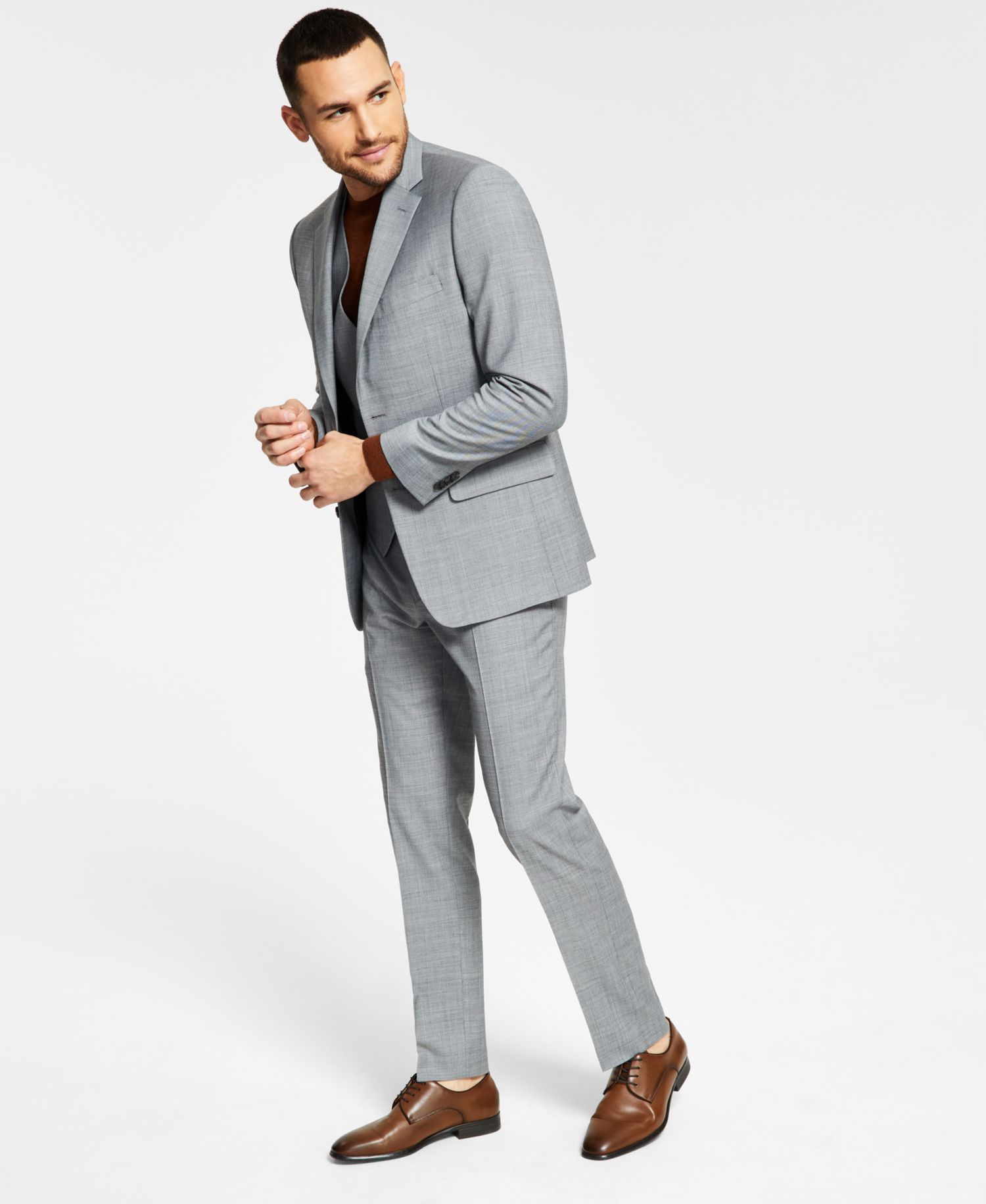 Men's Modern-Fit Wool TH-Flex Stretch Suit Separates Pant
