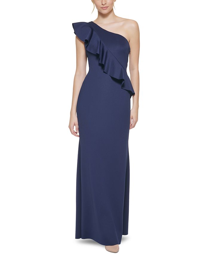 Jessica howard ruffled one discount shoulder gown