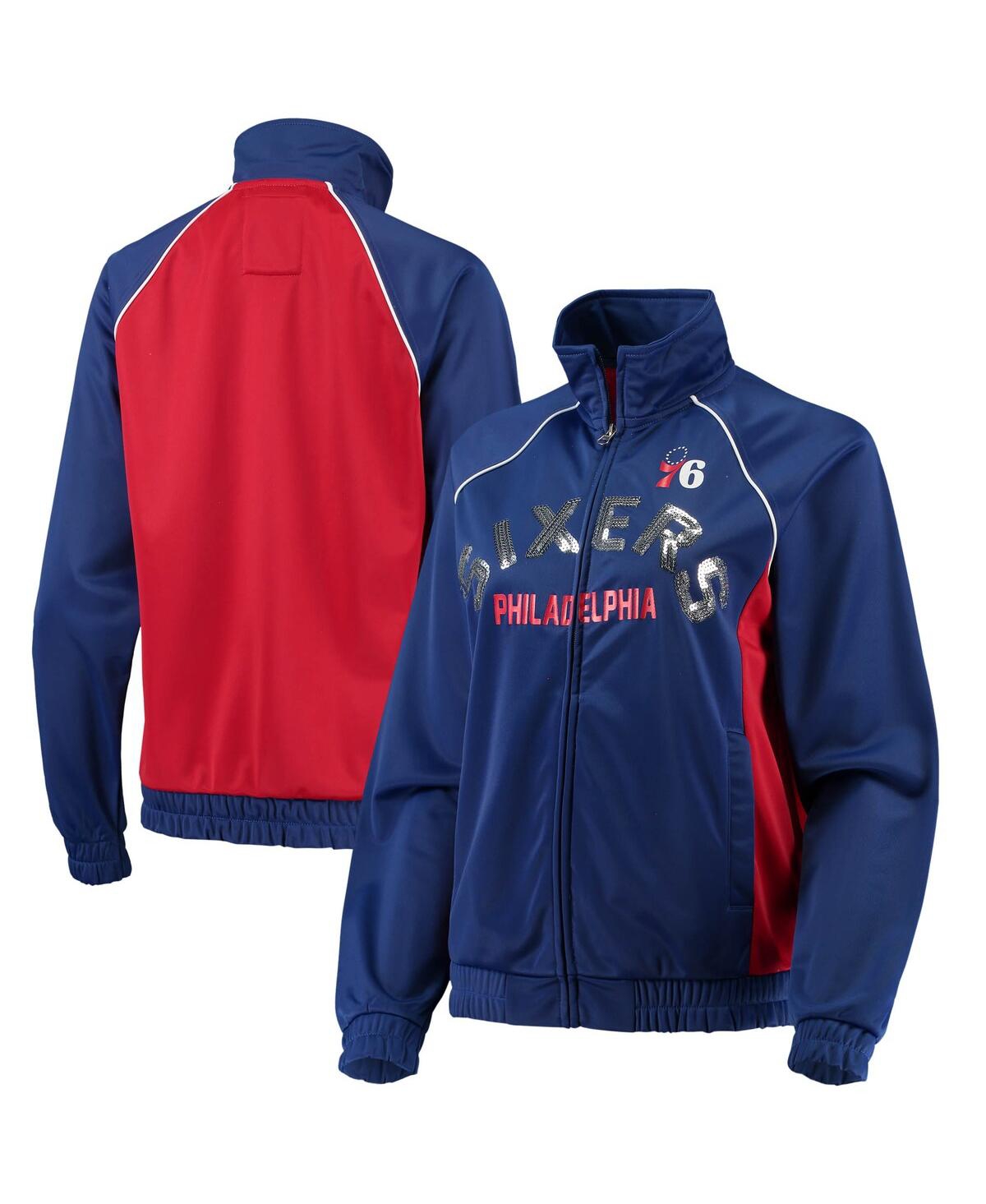Shop G-iii 4her By Carl Banks Women's Royal, Red Philadelphia 76ers Backfield Raglan Full-zip Track Jacket In Royal,red
