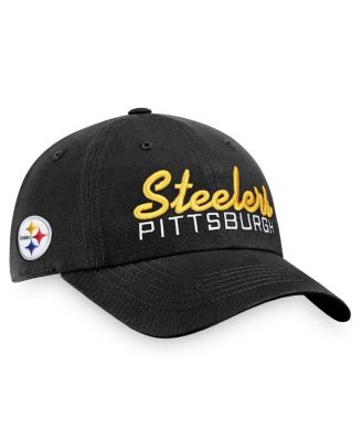 Men's Black Pittsburgh Steelers Iconic Script Adjustable Hat - Macy's