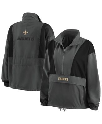 Lids New Orleans Saints Mitchell & Ness Women's Half-Zip Windbreaker Hoodie  - Black