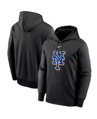 【NIKE】New York Mets FashionClubMen'sNikeMLBPulloverHoodie Nike Men's Black New York Mets Logo Performance Pullover