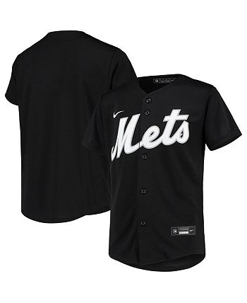 Nike Big Boys Black and White New York Mets Replica Team Jersey