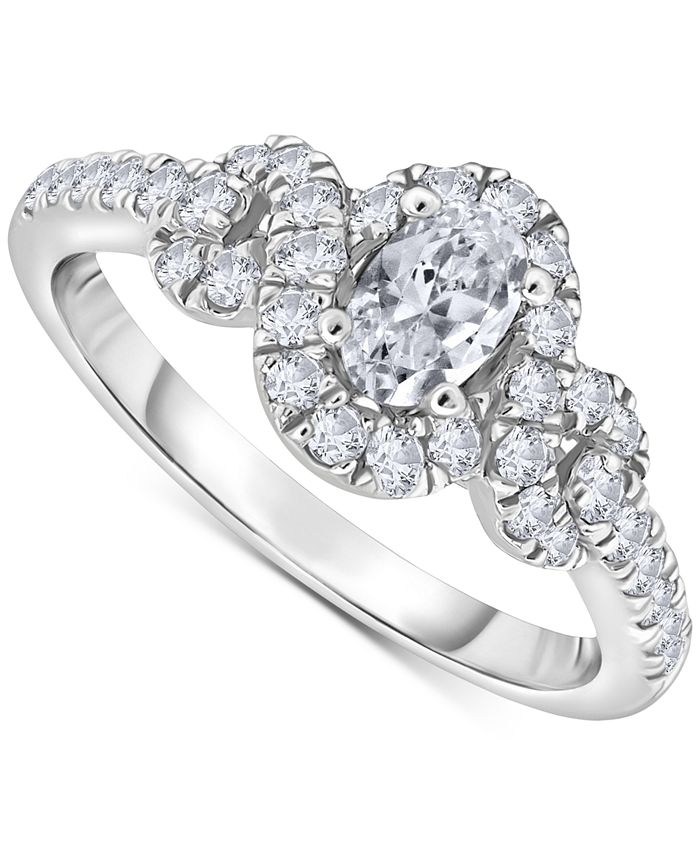 Macy's Diamond Oval Halo Engagement Ring (3/4 ct. t.w.)in 14k White
