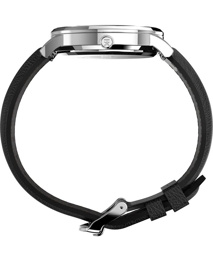 Timex Men's Waterbury Black Leather Strap Watch 40 mm - Macy's