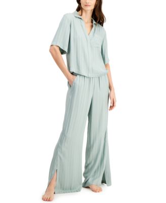 Alfani - Cropped Shirt & Wide-Leg Pants Pajama Set