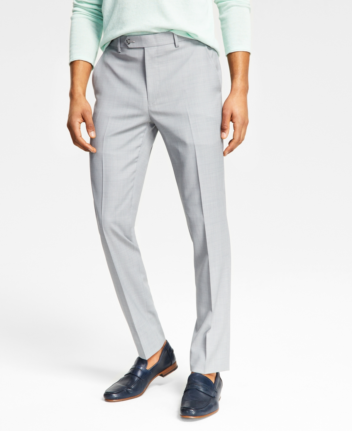 Shop Bar Iii Men's Skinny-fit Sharkskin Suit Pants, Created For Macy's In Light Grey