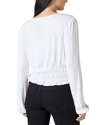 Lucky Brand Pointelle Surplice Top - Women's Clothing Tops Tees