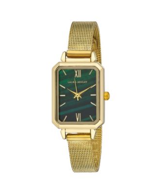 Laura Ashley Women's Malachite Dial Gold-tone Mesh Alloy