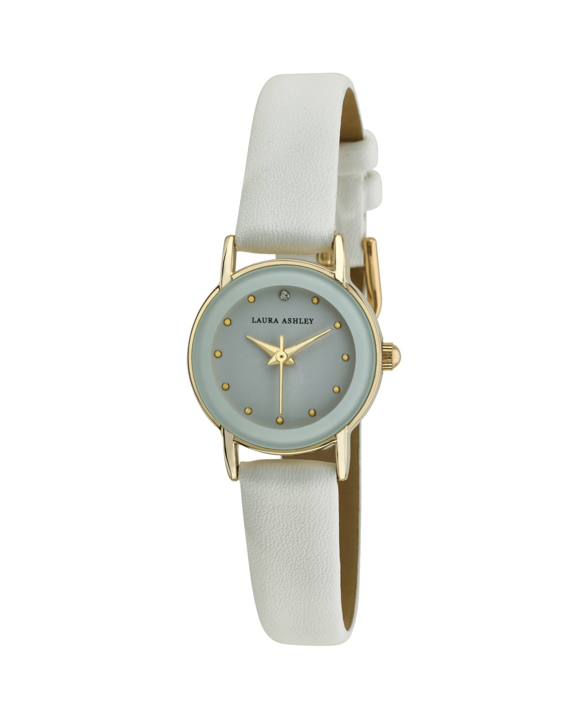 Women's White Faux Leather Strap Watch 24mm - Silver-tone