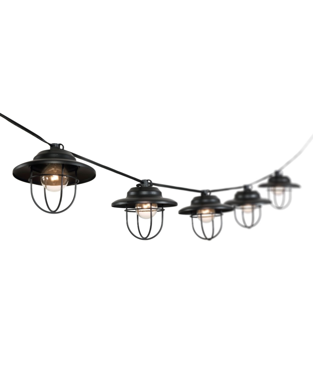 Jonathan Y 10-light Indoor And Outdoor Rustic Farmhouse Incandescent G40 Metal Cage Shade String Lights In Black
