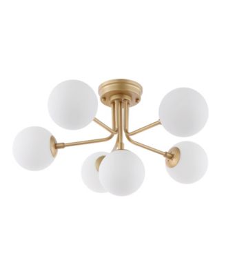 Olivier Parisian 24" 6-Light Globe Modern Industrial Iron Bistro LED Semi Flush Mount, Gold