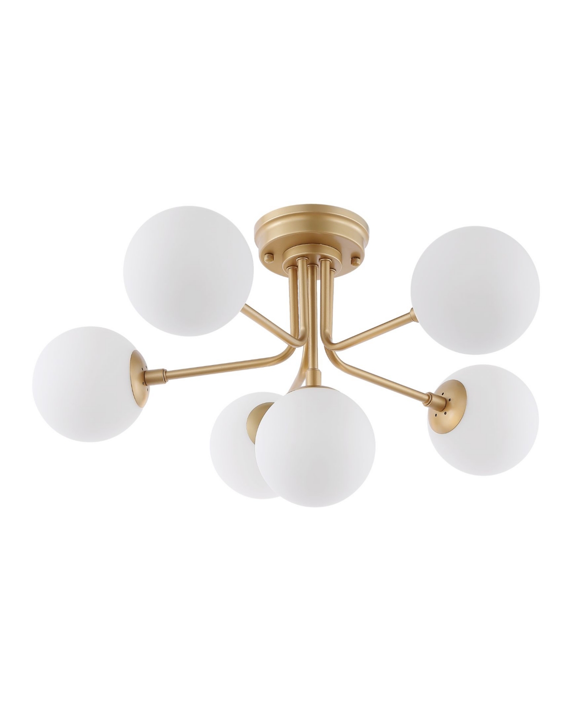 Olivier Parisian 24" 6-Light Globe Modern Industrial Iron Bistro Led Semi Flush Mount, Gold
