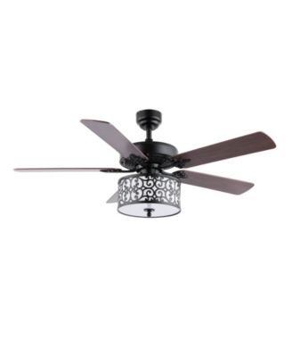 Paolo 3-Light Farmhouse Industrial Iron Scroll Drum Shade LED Ceiling Fan with Remote