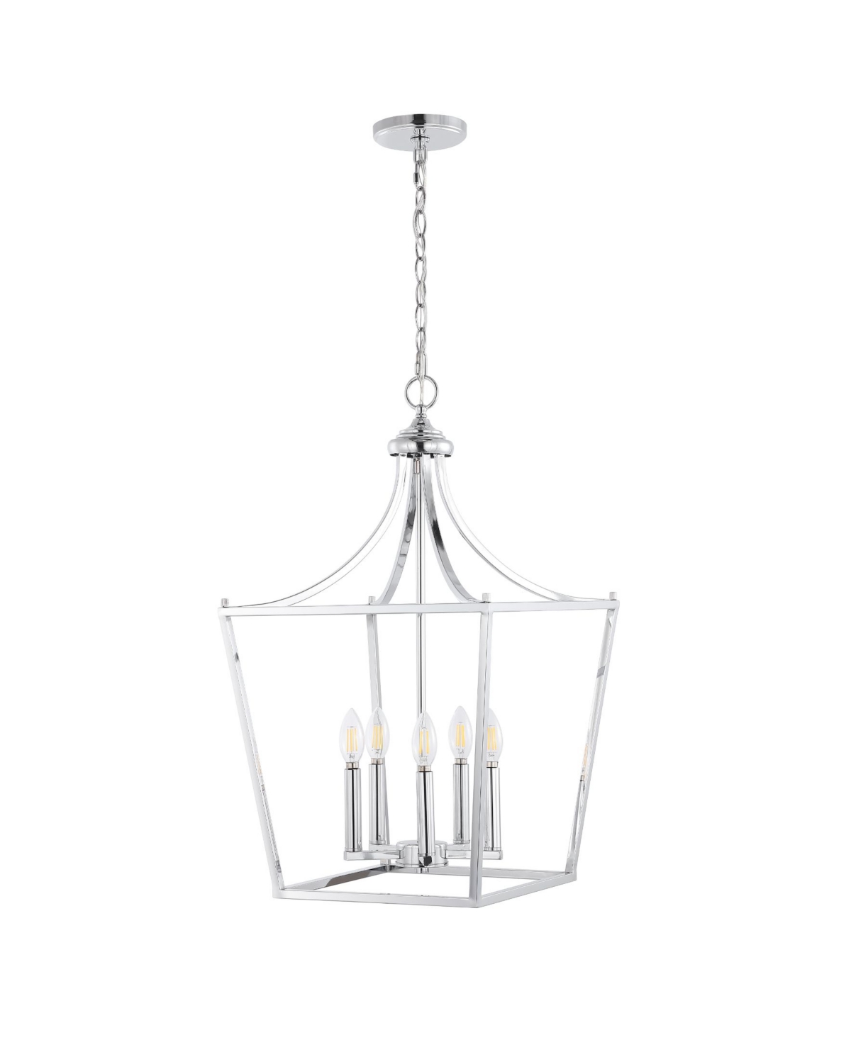 Jonathan Y Camden 5-light Iron Classic Midcentury Pendant Lantern In Silver-tone