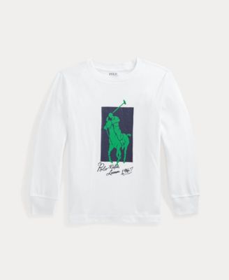 폴로 랄프로렌 Polo Ralph Lauren Little Boys Big Pony Long Sleeve T-shirt,White
