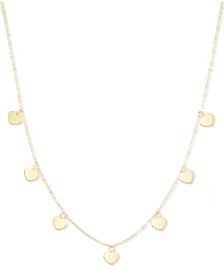Polished Heart Dangle 18" Collar Necklace in 10k Gold