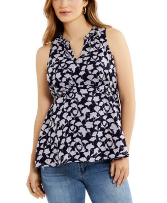 A Pea in the Pod - Pleated Floral-Print Maternity Top