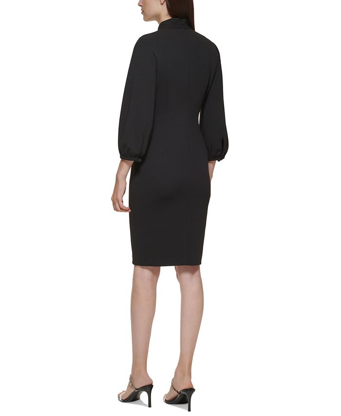 Calvin Klein Women's Balloon Sleeve Belted Sheath Dress Pink Size 16