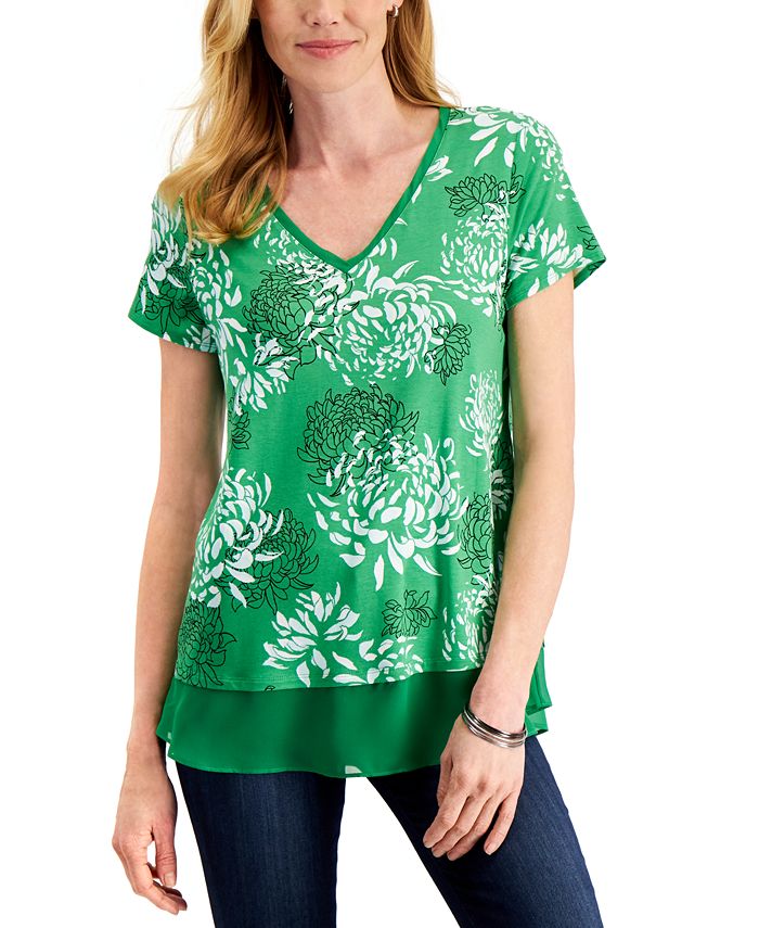 Jm Collection Plus Floral-Print Top, Created for Macy's