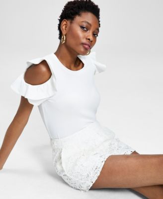 INC International Concepts - Cold-Shoulder Ruffled Top