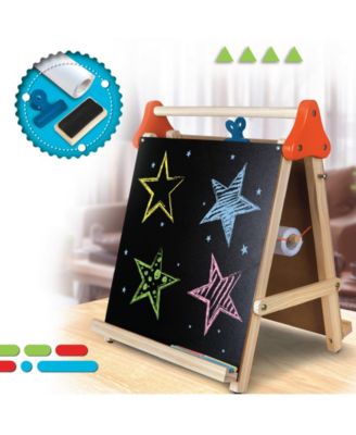 3-in-1 Tabletop Dry Erase Chalkboard Painting Art Easel, Wood Frame