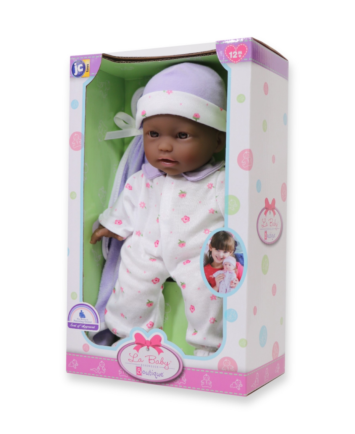 Shop Jc Toys La Baby African American 11" Soft Body Baby Doll Purple Outfit In African American - Purple