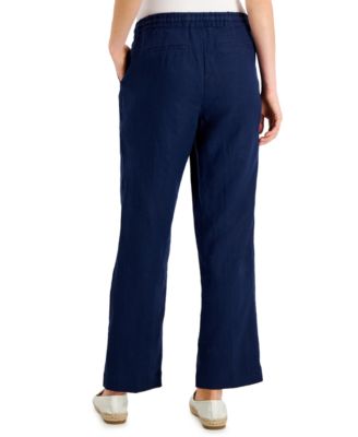 Petite 100% Linen Drawstring Pants, Created for Macy's