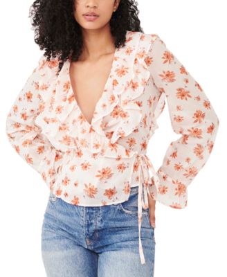 Free People - Amanda Cotton Ruffled Wrap Top