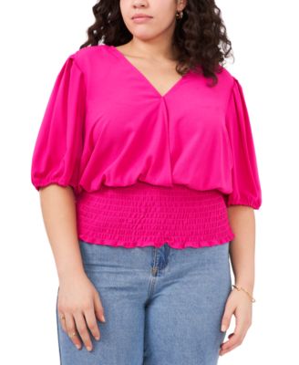 1.STATE Plus Size Smocked-Waist Top 