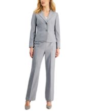 LE SUIT $200 Womens New Gray Heather Straight leg Blazer Pant Suit 6 B+B
