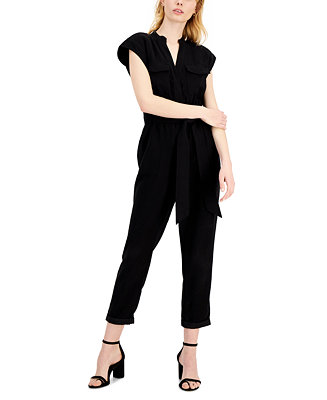 INC International Concepts Petite Belted Utility Jumpsuit, Created for ...