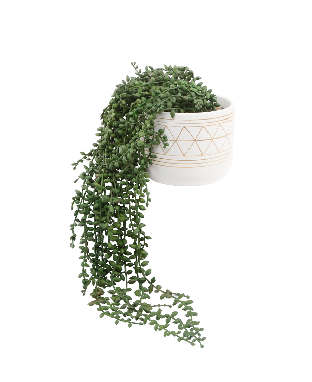 17.5" String of Artificial Beads in 5" Geo Ceramic Pot - White, Green-Plants