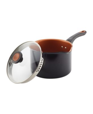 Glide Copper Ceramic Nonstick Straining 3 Qt Saucepan